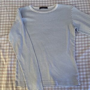 Blue and White Striped Long Sleeve Top